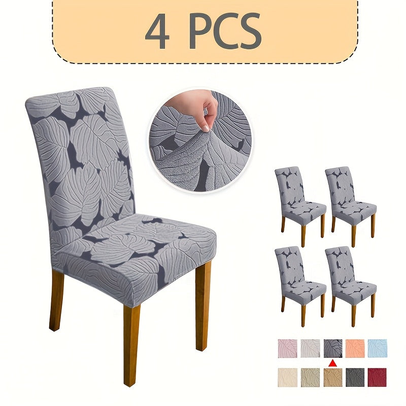 Jacquard Stretch Dining Chair Covers 4/6pcs – Removable Washable Elastic Chair Slipcovers for Dining Room & Kitchen, 10 Colors, Christmas & Holiday Home Decor Chair Protector