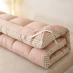 Japanese Plush Roll-Up Mattress Topper | Quilted Fitted Mattress Pad Cover, Breathable Folding Sleeping Pad, Machine Washable Mattress Protector – Twin Full Queen King