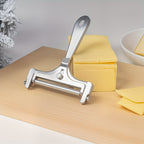 Adjustable Cheese Slicer & Garlic Press 2-Piece Kitchen Tool Set – Metal Blade Adjustable Thickness, Manual Cheese Cutter for Home Cooking