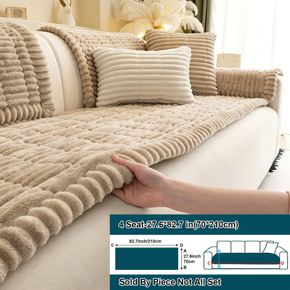 Soft Quilted Thick Sofa Cover Bohemian Style – Removable Machine Washable Pet-Friendly Sofa Protector for 1/2/3/4 Seater Split Sofa, All-Season Couch Cover for Living Room, Bedroom & Office