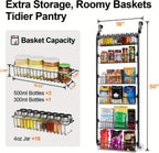 Over The Door Pantry Organizer Heavy Duty Metal – 6 or 8 Tier Door Mounted Storage Rack for Kitchen, Pantry & Spice Management, Holds 80 LBS