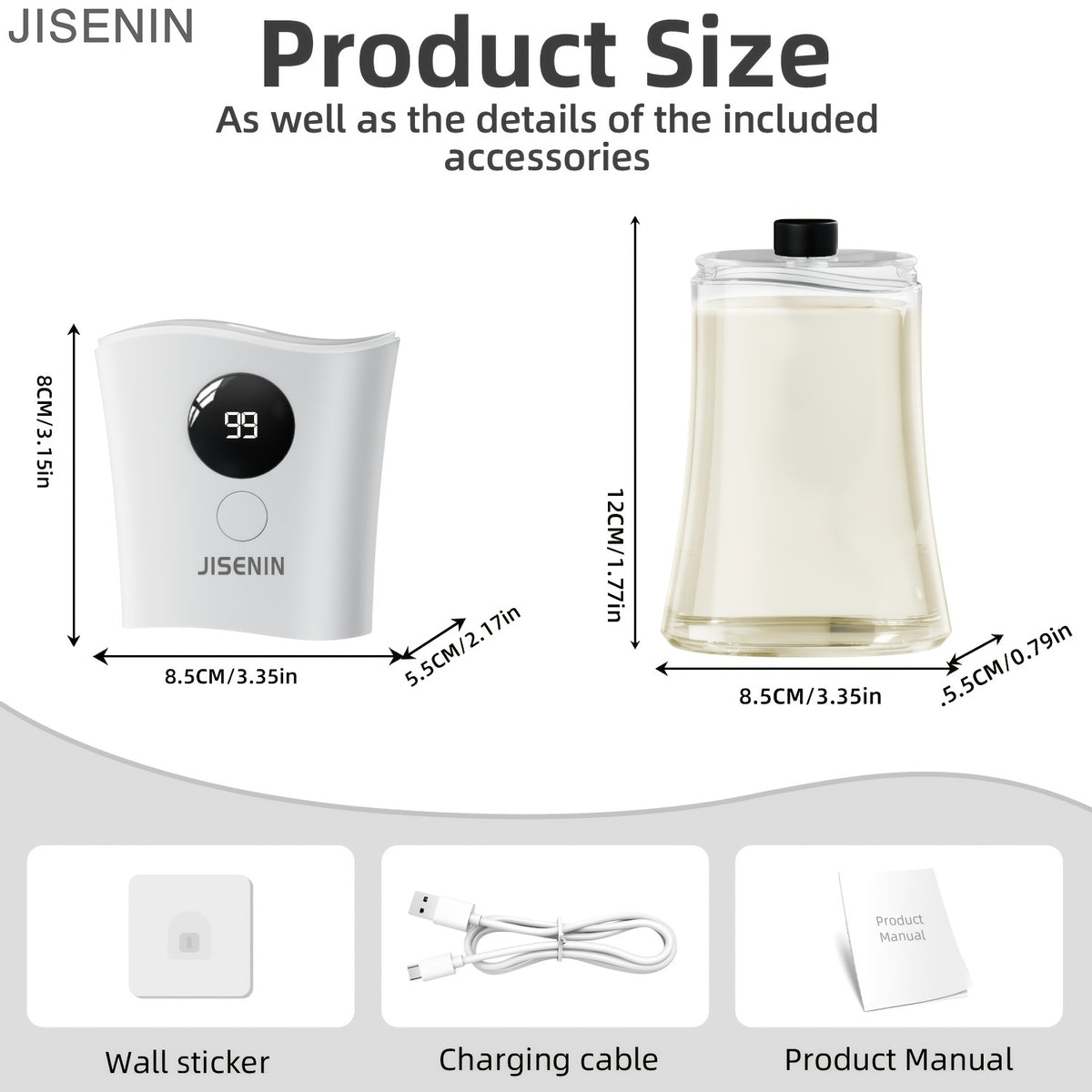 Aromatherapy Essential Oil Diffuser Humidifier 2000mAh Rechargeable Battery 6 Mist Settings 7 Color LED Waterless Auto-Off Bedroom Large Room Home Fragrance
