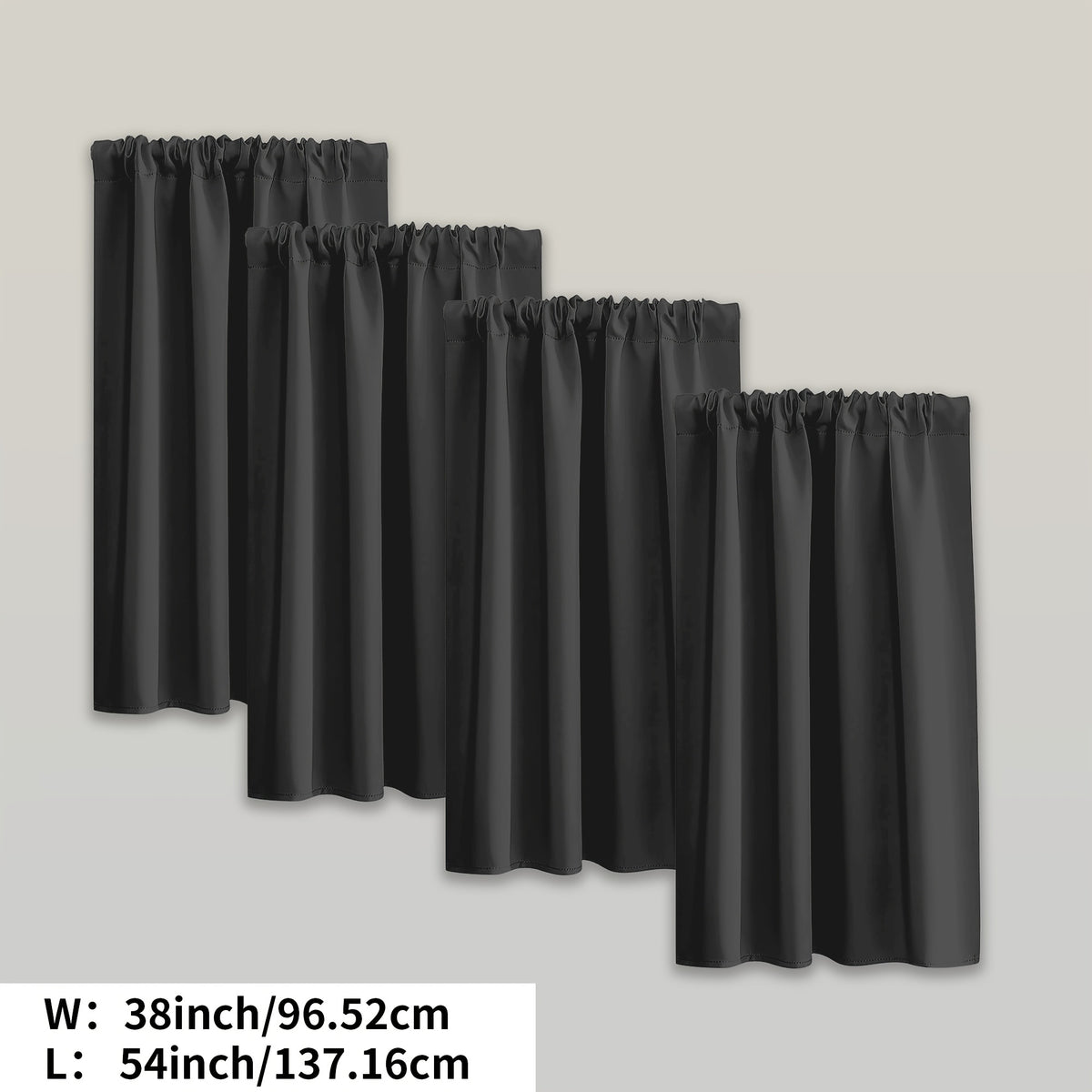 Blackout Curtains Rod Pocket 4 Panels - Thermal Insulated Room Darkening Noise Reducing Matte Drapes for Bedroom Living Room Office, 9 Colors 11 Sizes