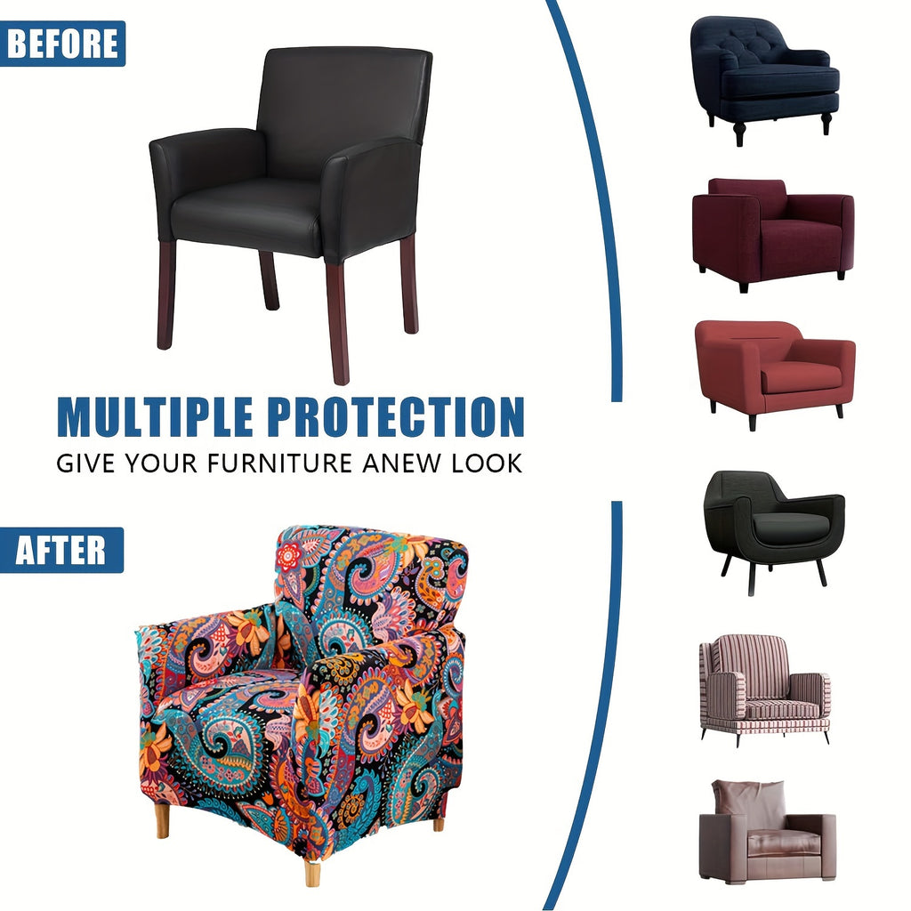 Stretch Armchair Slipcover 1pc - Mid Century Modern Accent Chair Cover with Arms Soft Furniture Protector for Living Room Office Reception Reading Machine Washable