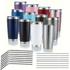 20oz Insulated Travel Coffee Tumbler 8-Pack – Stainless Steel Mug with Lid & Straw | Animal Print | Hot & Cold Drinks | Outdoor, Holiday & Valentine’s Gift