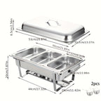 3-Compartment Buffet Food Warmer Chafing Dish Set with Water Tray, Cover & Baking Tray – Stainless Steel Party Server for Holidays, Birthdays & Catering Events