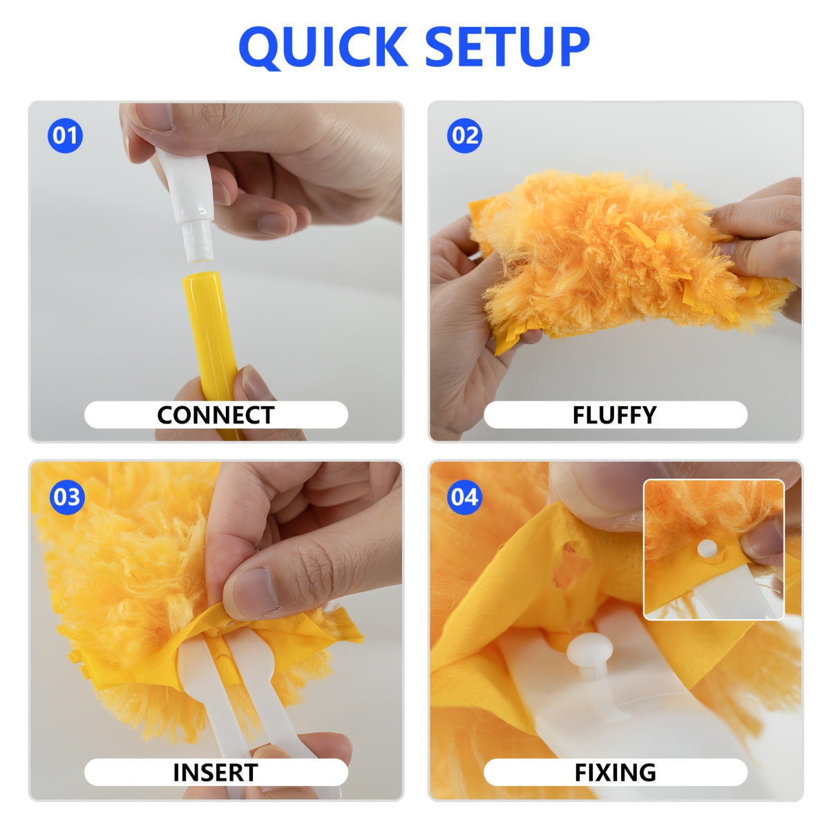 Electrostatic Microfiber Duster Refills with Handle – Swiffer-Compatible Disposable Dusters for Multi-Surface Home Cleaning, 29/61/122 Count