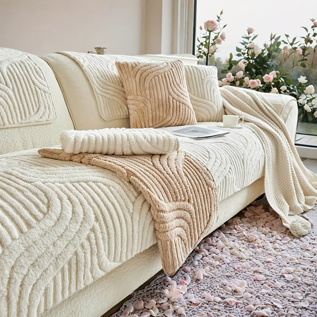 Plush Non-Slip Sofa Cushion Cover Luxury Modern Pet-Proof Breathable Seat Pad Slipcover for Couch Living Room Bedroom Office – Soft Velvet Sofa Seat Cushion Protector Home Decor