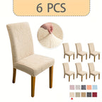 Jacquard Stretch Dining Chair Covers 4/6pcs – Removable Washable Elastic Chair Slipcovers for Dining Room & Kitchen, 10 Colors, Christmas & Holiday Home Decor Chair Protector