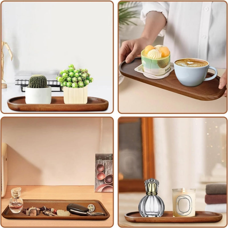 Wood Serving Trays Charcuterie Board Set 4pc 8pc Rectangular Wooden Plates Serving Platter for Cheese Bread Fruit Appetizer Party Buffet
