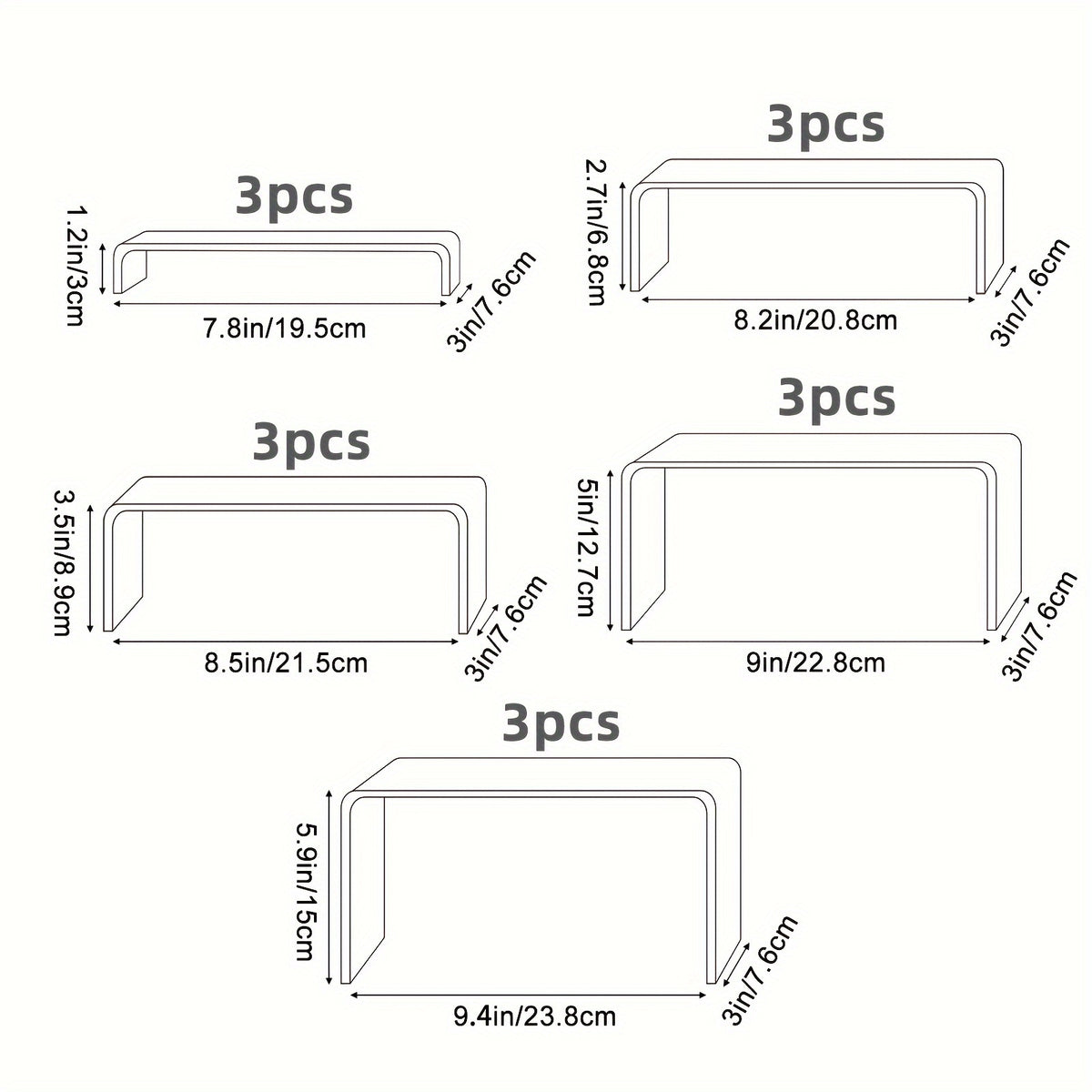 Clear Acrylic Risers for Display, Multi-Pack Riser Display Stands for Funko Pop Figures, Cupcakes, Jewelry & Perfume – Multiple Sizes & Quantities for Home, Halloween & Christmas Decor
