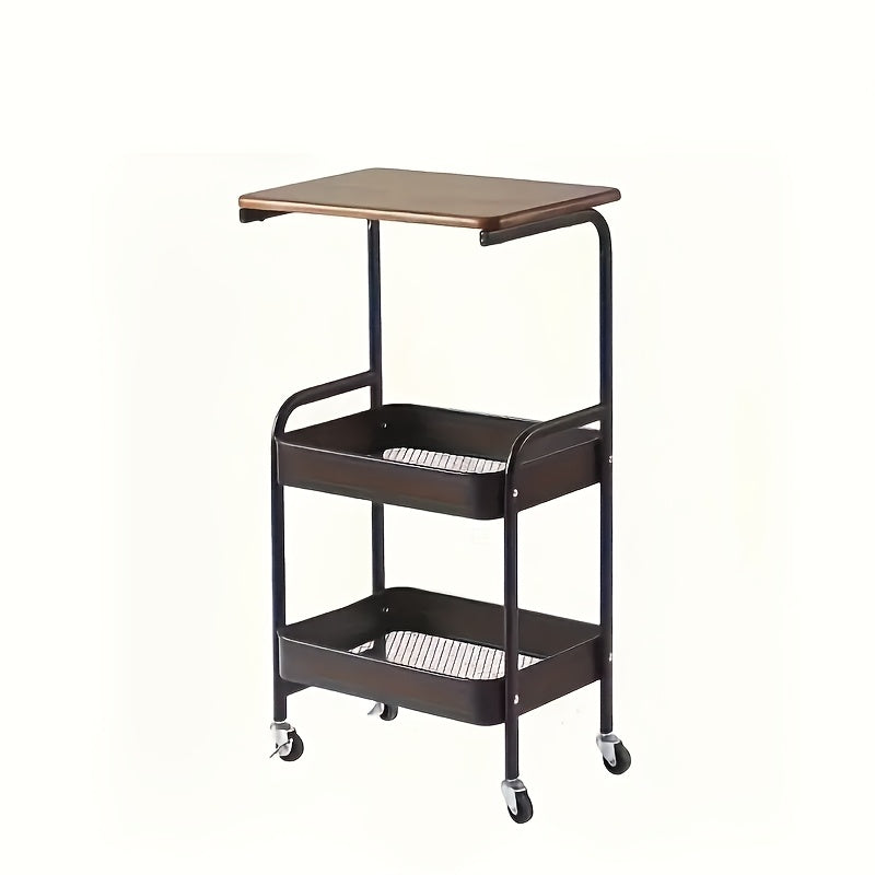 3-Tier Heavy-Duty Metal Rolling Kitchen Cart – Mobile Storage Shelving Unit for Pantry, Apartment & Small Spaces | Sturdy Utility Cart