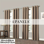 Room Darkening Blackout Curtains 4-Pack – Grommet Top Plain Weave Sun Blocking Drapes for Living Room & Bedroom, 9 Colors, 7 Size Options, Woven Polyester