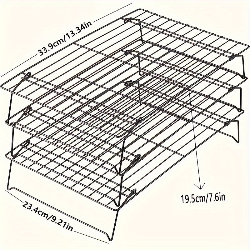 Collapsible Stackable Baking Cooling Racks Set of 3 – Space-Saving Foldable Wire Rack for Cookies, Cakes & Bread | Essential Kitchen Baking Tool