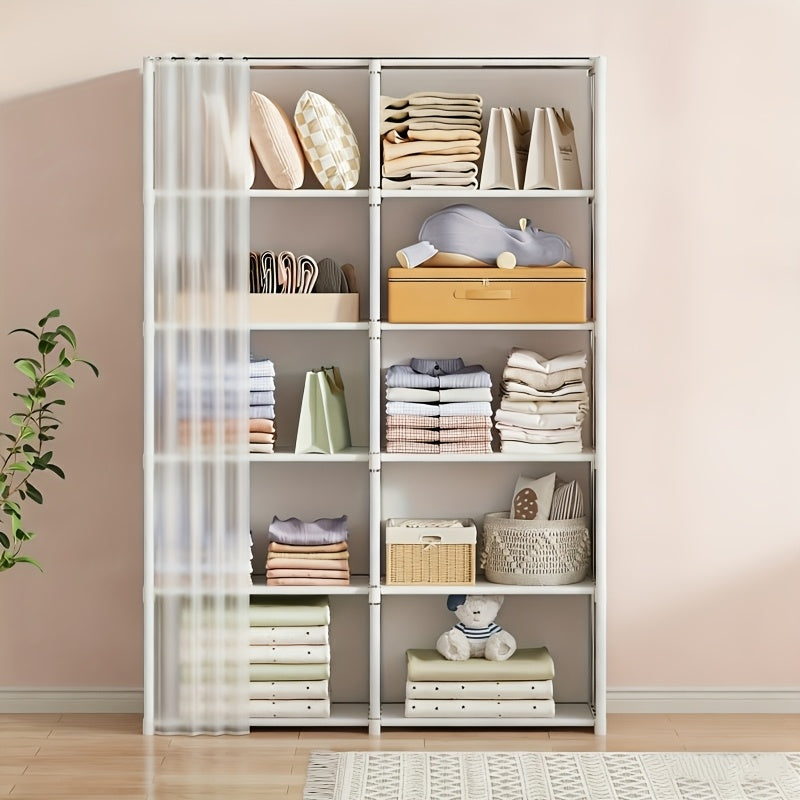 Multi-Purpose Storage Rack Single Double Row Dustproof Bookcase – Easy Install 15.75/31.5 Inch Clothing Storage Cabinet for Office, Classroom, Living Room, Bedroom & Dorm