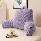 Shredded Memory Foam Reading Pillow with Arms & Pockets – Backrest Pillow for Bed & Couch Sitting Up, Removable Washable Cover, Multiple Colors & Sizes