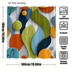 Abstract Geometric Shower Curtain – Colorful Overlapping Shapes Modern Art Bath Decor in Green Blue Orange Teal | 70.86x70.86 Inch with 12 Hooks