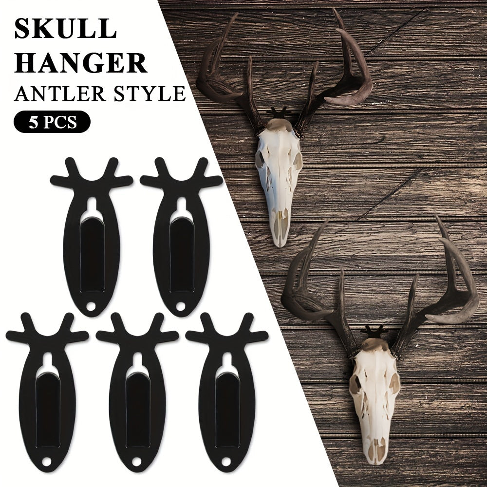 Deer Head Wall Hooks Set of 5 - Retro Antler-Style Heavy-Duty Metal Decorative Hooks for Coats, Hats & Towels, Holds 20 lbs, Easy Install, Hardware Included - Bathroom, Bedroom & Entryway Decor
