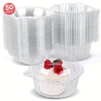 Cupcake Boxes with Dome Lids 80pcs Individual Clear Plastic Cupcake Containers Single Cupcake Holder for Muffins Pastries - Bakery Packaging for Party Picnic Restaurant Mother's Day Gifts, 50/80 Pack