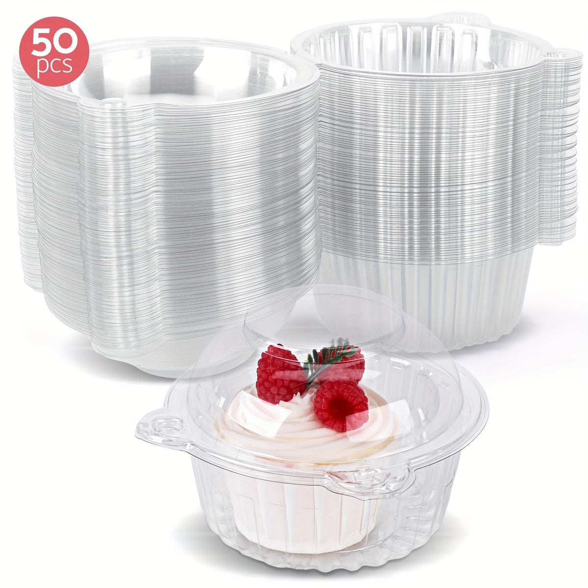Cupcake Boxes with Dome Lids 80pcs Individual Clear Plastic Cupcake Containers Single Cupcake Holder for Muffins Pastries - Bakery Packaging for Party Picnic Restaurant Mother's Day Gifts, 50/80 Pack