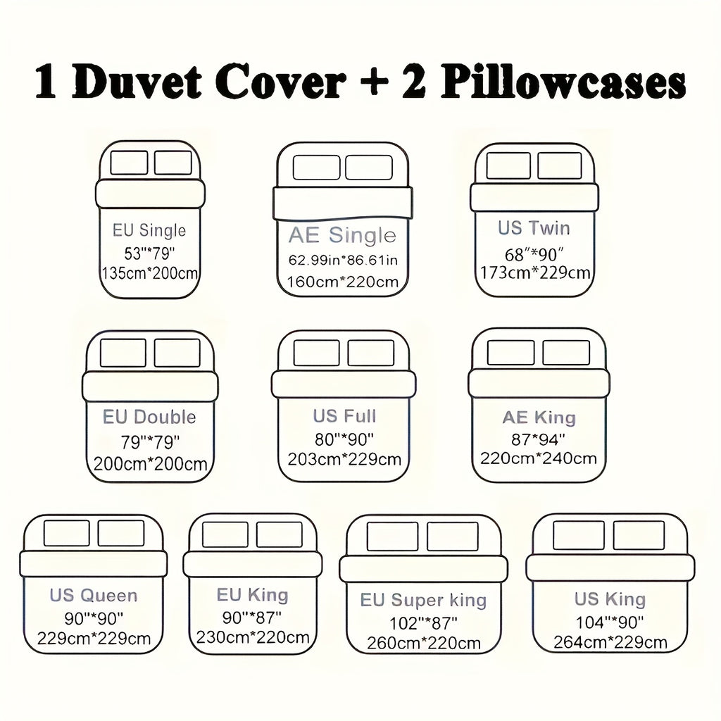 Green Floral Duvet Cover Set 3-Piece – Machine Washable Polyester with Zip Closure & 2 Pillowcases | Twin, Full, Queen, King