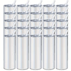 20oz Sublimation Tumblers Bulk 25 or 50 Pack – Skinny Straight Stainless Steel Insulated Sublimation Blanks with Lid & Straw, Gift Box Included
