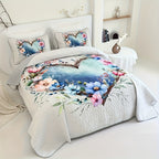 Floral Quilt Set 2 or 3 Piece – Colorful Flowers & Plants Quilted Bedspread with Pillowcases, Soft Breathable Hypoallergenic Machine Washable Bed Cover Twin Queen King