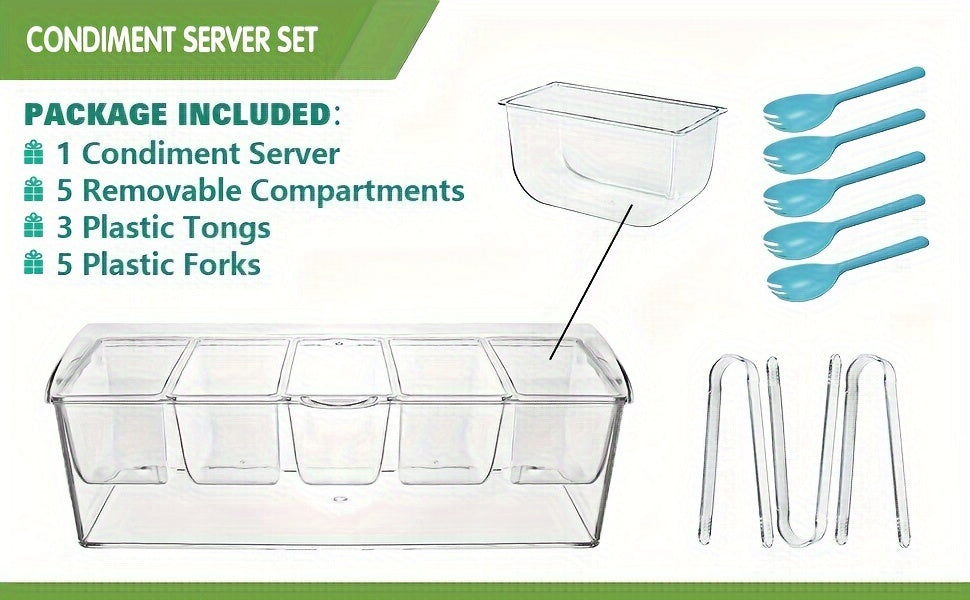 Chilled Condiment & Seasoning Serving Tray Set – Clear Dipping Sauce Plates with Optional Ice Packs or Label Stickers & Pen – Perfect for Entertaining, BBQ, Charcuterie & Appetizers