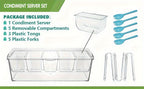 Chilled Condiment & Seasoning Serving Tray Set – Clear Dipping Sauce Plates with Optional Ice Packs or Label Stickers & Pen – Perfect for Entertaining, BBQ, Charcuterie & Appetizers
