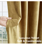 Velvet Grommet Curtains 4 Panels – Room Darkening Thermal Flannel Drapes for Living Room & Bedroom, Luxury Soft Window Panels, 52"W Multiple Lengths, Golden Hot Pink Champagne Taupe