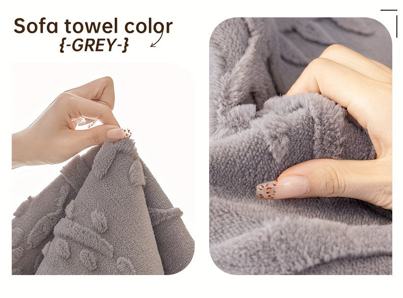 Faux Rabbit Fur Sofa Cover Thick Plush Couch Protector Non-Slip Machine Washable Pet Friendly – 2 3 4 Seater & Armrest Sizes, Floral Design Sofa Slipcover
