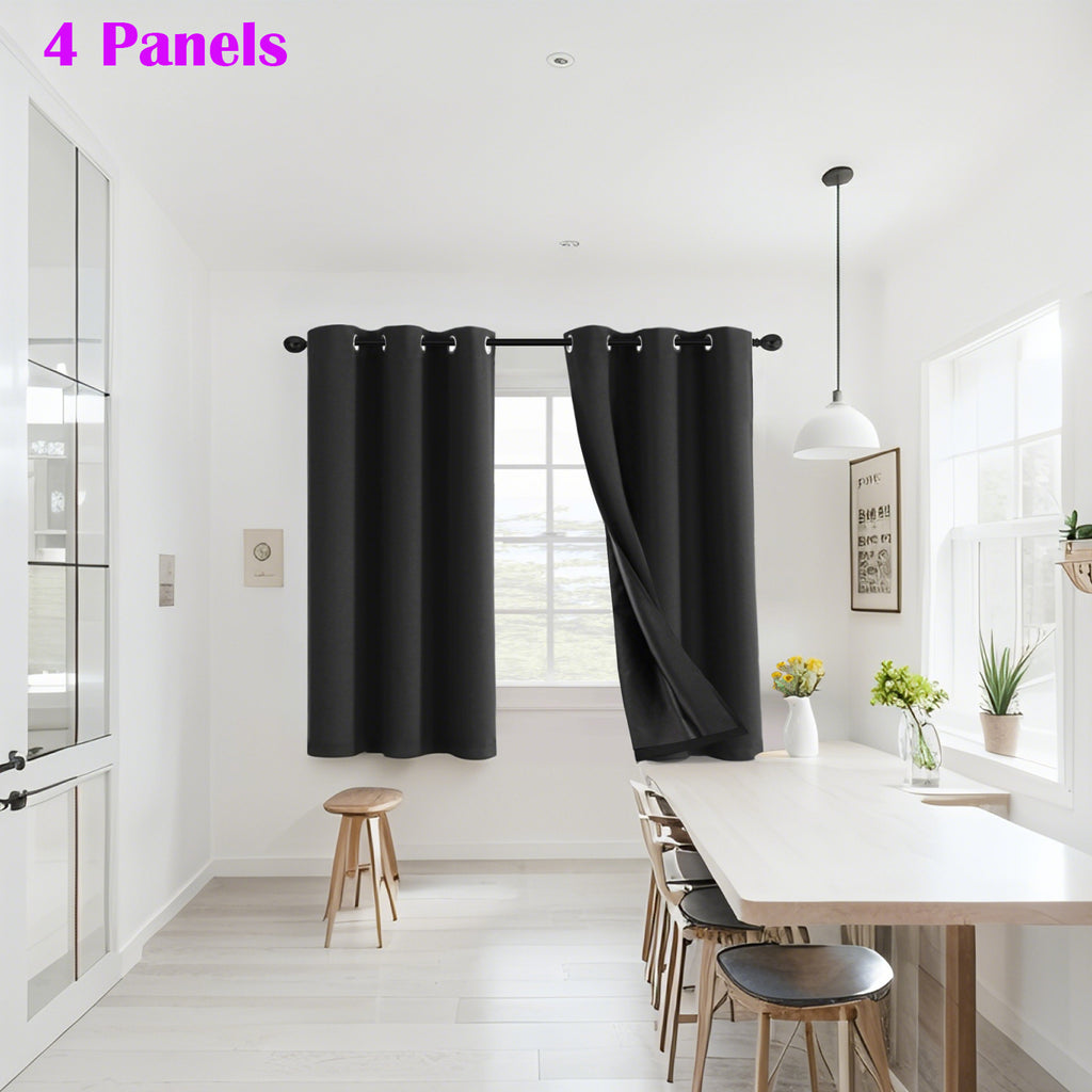 100% Blackout Window Curtains - 4 Panels, Full Light Blocking, Thermal Insulated Drapes with Black Liner | Soft Brushed Fabric