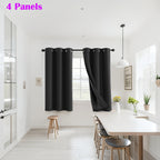100% Blackout Window Curtains - 4 Panels, Full Light Blocking, Thermal Insulated Drapes with Black Liner | Soft Brushed Fabric