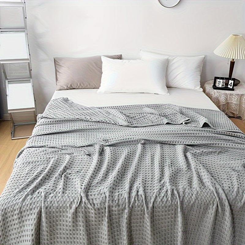 Waffle Cotton Blanket Pure Cotton Multi-Layer Machine Washable Lightweight Throw for Bed Sofa Air Conditioning Summer Cooling Lunch Break Car Use Multiple Sizes and Colors