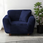 Velvet Stretch Sofa Cover Slipcover – Thick High-Elasticity Plush Couch Cover for L-Shape 1 2 3 4 Seater, Polyester Spandex Furniture Protector with Pillowcase for Living Room