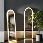 Smart LED Touch Sensor Full-Length Mirror with Adjustable Brightness – Wall-Mount & Freestanding Slim Modern Frame for Vanity, Bedroom & Dressing Room Lighting