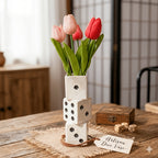 Ceramic Dice Vase Handmade Unique Decorative Vase for Dried Flowers Roses Pampas Grass Modern Home Decor Gift