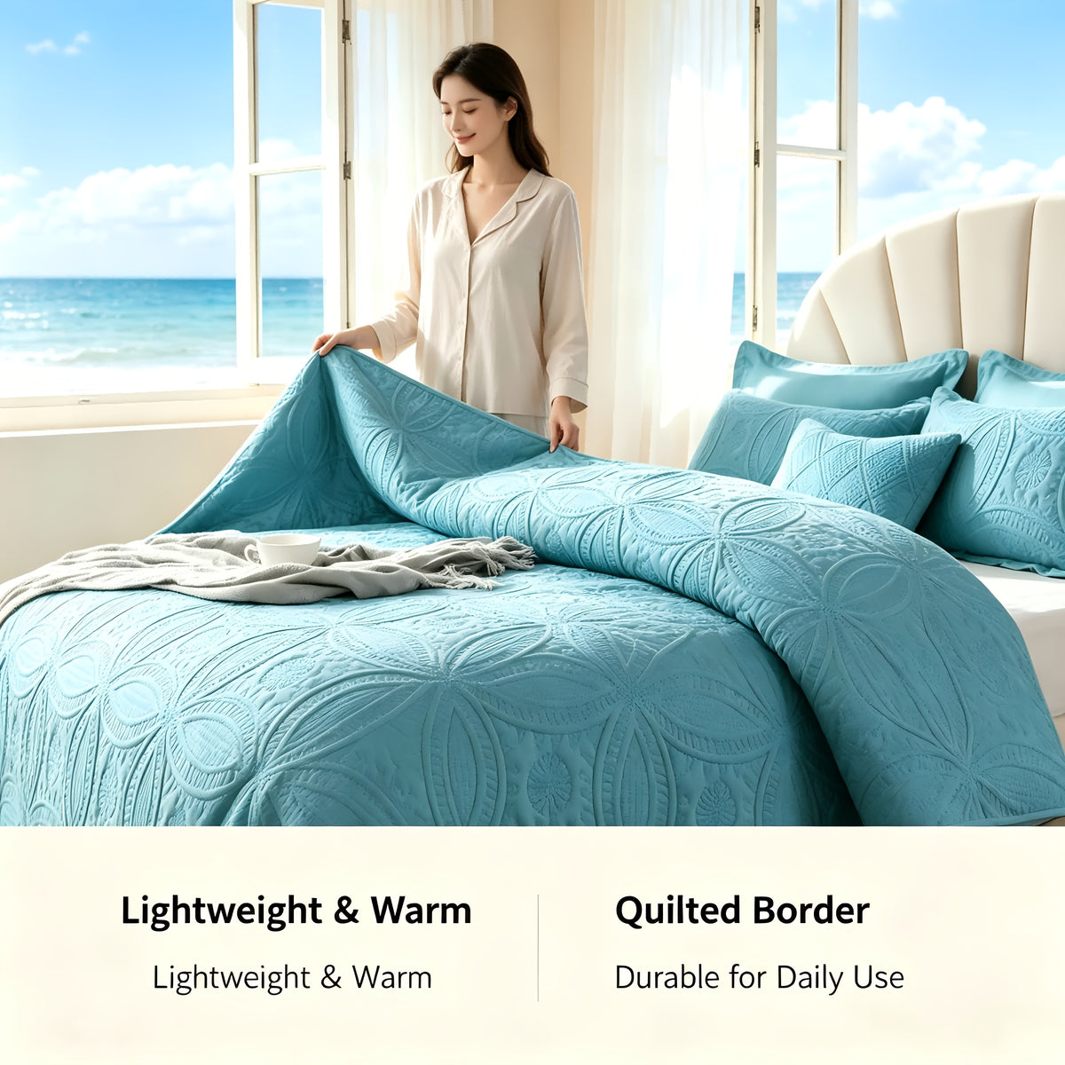 Lightweight Embossed Blanket Set with Pillowcases – Ultra Soft Textured Bed Blanket Twin Queen King, Breathable All Season Blanket for Bedroom Sofa Couch