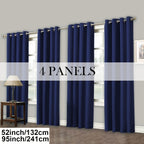 Room Darkening Blackout Curtains 4-Pack – Grommet Top Plain Weave Sun Blocking Drapes for Living Room & Bedroom, 9 Colors, 7 Size Options, Woven Polyester