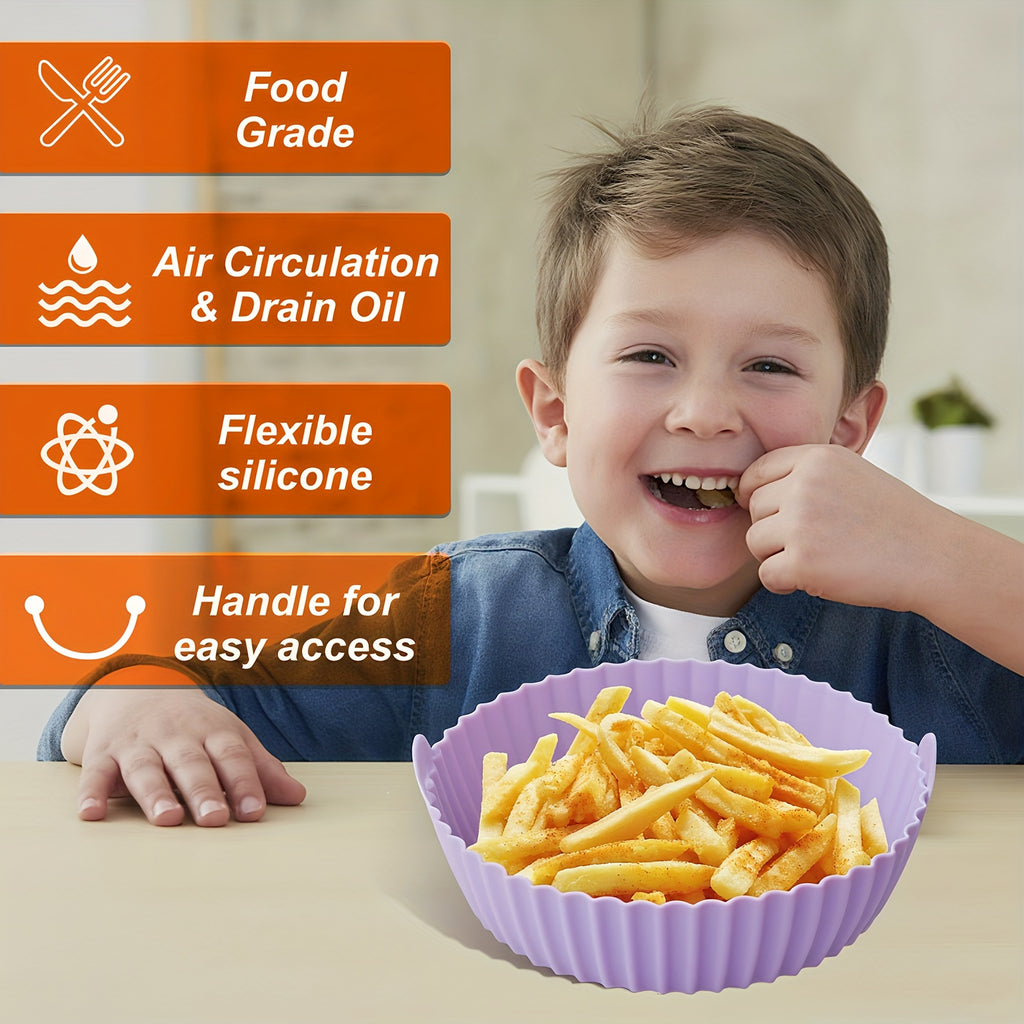 Silicone Air Fryer Liners Set of 4 - Non-Stick Reusable Air Fryer Liner Pot Heat Resistant to 446°F, Oven & Microwave Safe - Fits Most Air Fryers, Easy Cleanup Kitchen Accessory