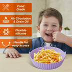 Silicone Air Fryer Liners Set of 4 - Non-Stick Reusable Air Fryer Liner Pot Heat Resistant to 446°F, Oven & Microwave Safe - Fits Most Air Fryers, Easy Cleanup Kitchen Accessory