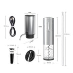 Electric Wine Opener Set 7-Piece Automatic Rechargeable Corkscrew with Wine Aerator Vacuum Stopper Foil Cutter USB Charging