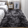 Tie-Dye Shaggy Plush Area Rug Non-Slip Fuzzy Soft Bedside Carpet Pet Friendly for Bedroom Living Room Dorm 5 Colors