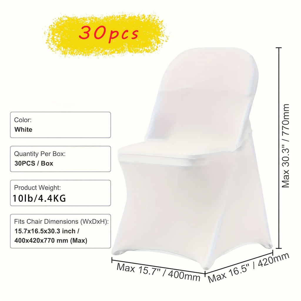 30-Pack Stretch Spandex Chair Covers Universal Washable Removable Slipcovers for Wedding Party Dining Room Banquet Event Black White