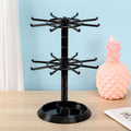 Rotating Jewelry Stand 2-Tier Black Plastic Necklace Bracelet Earring Keychain Hanging Organizer Display Rack for Dressing Table Counter – 360° Spinning Tabletop Jewelry Tower Holder