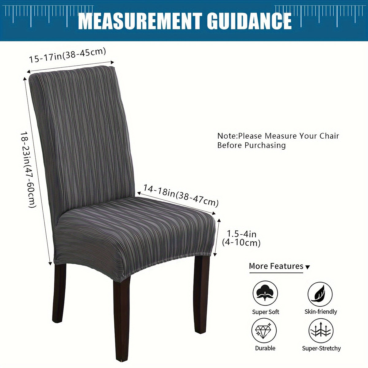 Stain-Resistant Stretch Dining Chair Covers Set of 4 or 6 Jacquard Polyester-Spandex Removable Slipcovers – Pet & Kid Friendly, Machine Washable, for Restaurant Home Wedding Christmas