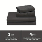 Deep Pocket Bed Sheet Set 3/4 Pcs Cooling Soft Breathable Fade-Resistant Bedding – All-Season Comfort for Twin Full Queen King, 9 Colors, Dorms & Guest Rooms