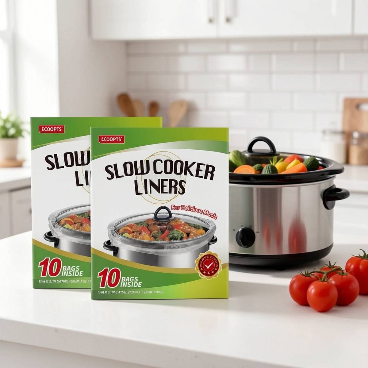 Slow Cooker Liners Disposable Cooking Bags 13x21 In, 20 Pack – Fits 3-8 Quart Oval & Round Pots 4QT to 8.5QT, No-Scrub Easy Cleanup Kitchen Bag