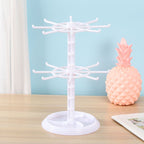 Rotating Jewelry Stand 2-Tier Black Plastic Necklace Bracelet Earring Keychain Hanging Organizer Display Rack for Dressing Table Counter – 360° Spinning Tabletop Jewelry Tower Holder
