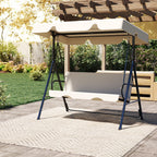 Outdoor Porch Glider Swing with Canopy Rust Proof Heavy Duty Steel Frame Adjustable Canopy Patio Furniture Garden Lawn Backyard Black Beige Brown Red Green